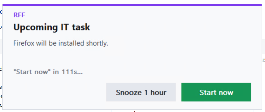 What the user sees - a countdown notice with a Snooze button