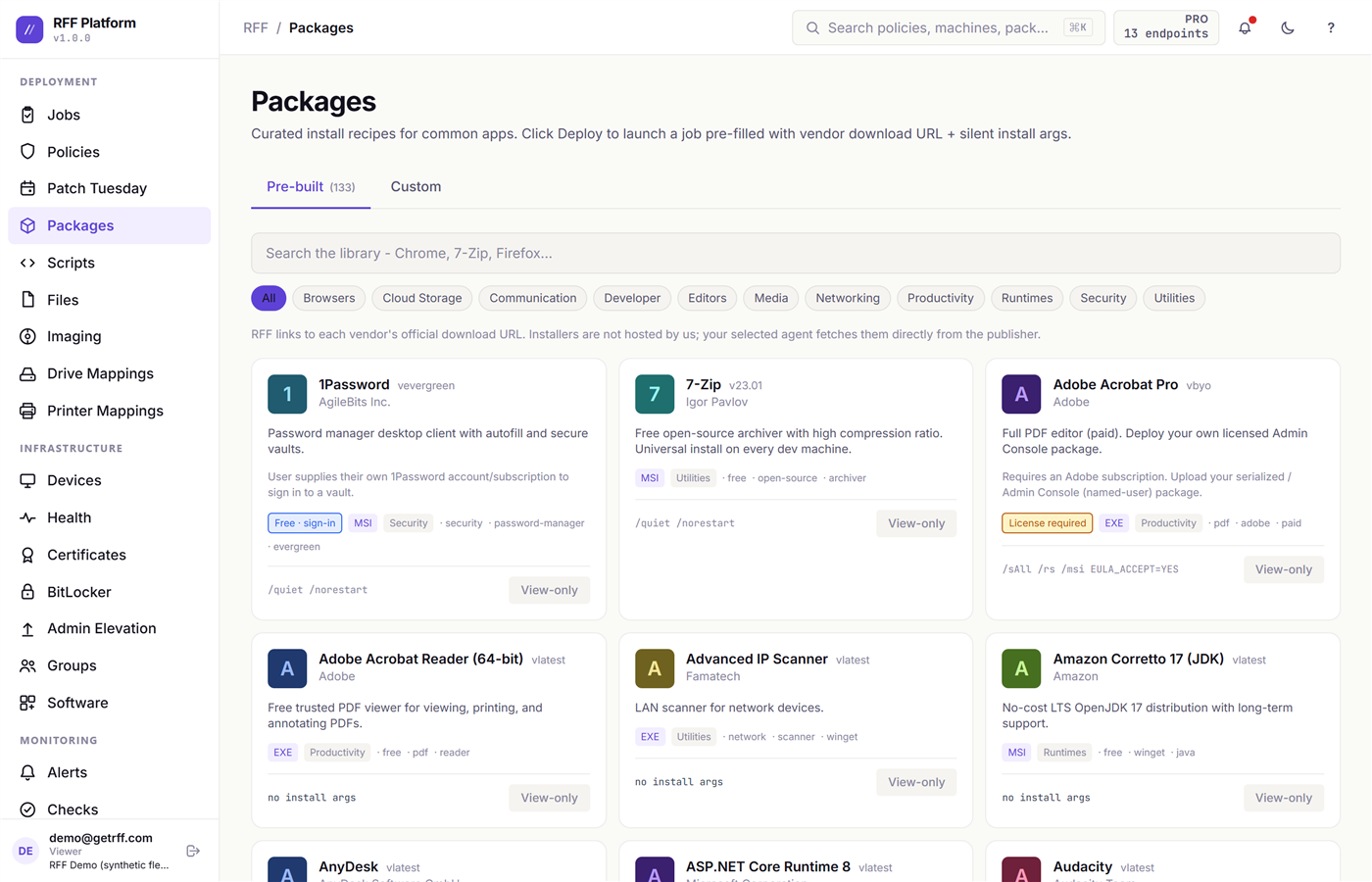 The Packages library of curated install recipes