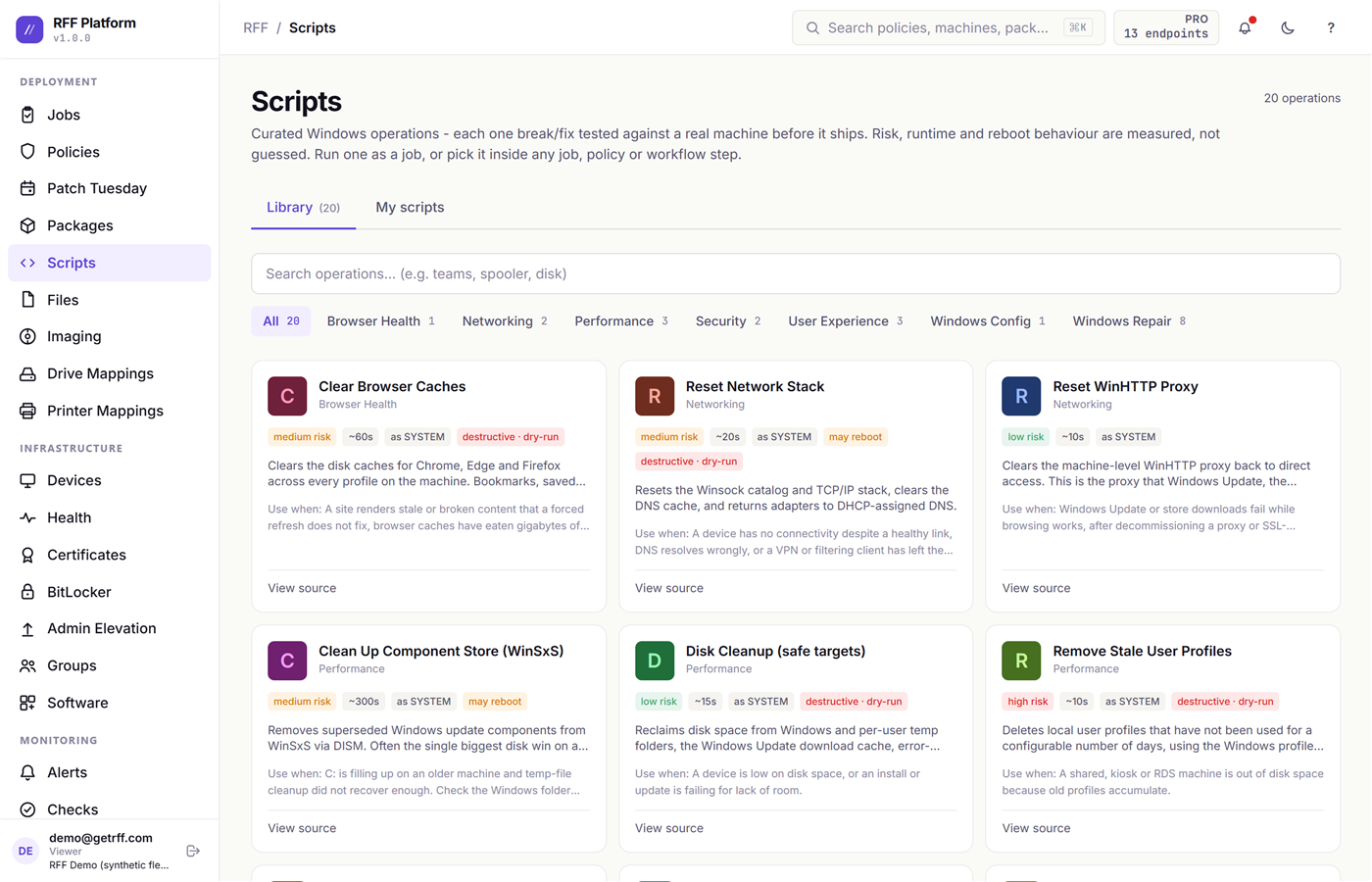 The Scripts library of tested Windows operations